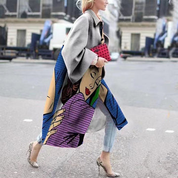 Woochic veste pour femmes col revers motifs abstraits